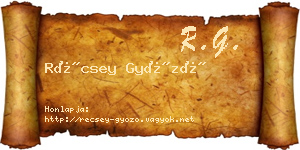 Récsey Győző névjegykártya